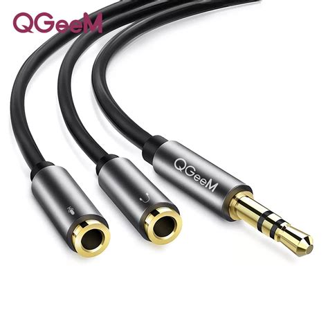 QGeeM 3.5mm Audio Splitter Cable for Computer Jack 3.5mm 1 Male to 2 Female Mic Y Splitter AUX ...