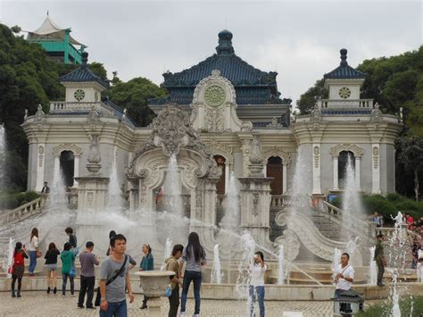 Full view of the reconstructed pavilion in the Western mansions (Xiyang Lou) section, as it ...