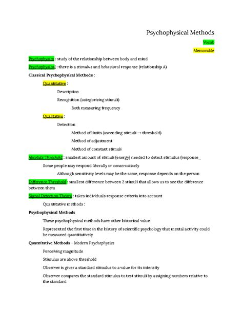 Psychophysical Methods - Textbook - Psychophysical Methods Vocab ...