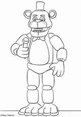 Withered Golden Freddy Holding The Microphone coloring Page sketch template