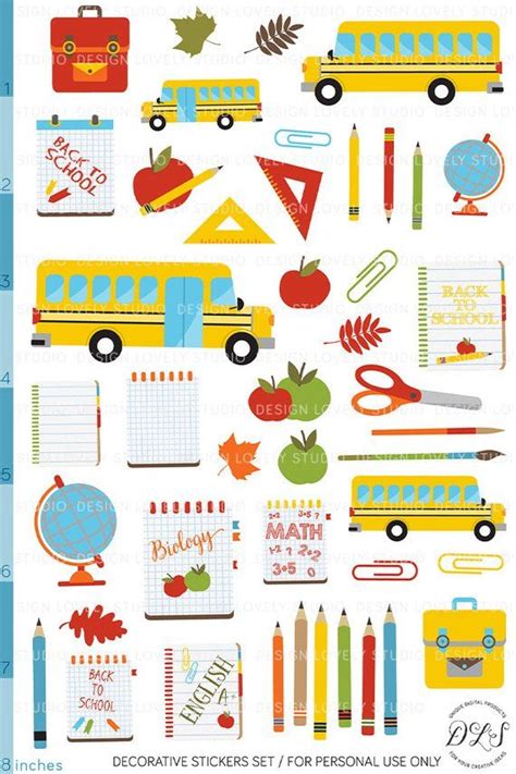 Back to School Planner Stickers, Printable Back to School Stickers, Decorative Planner Stickers ...