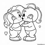 Cute Cartoon Kiss Coloring Page  Pagescom sketch template