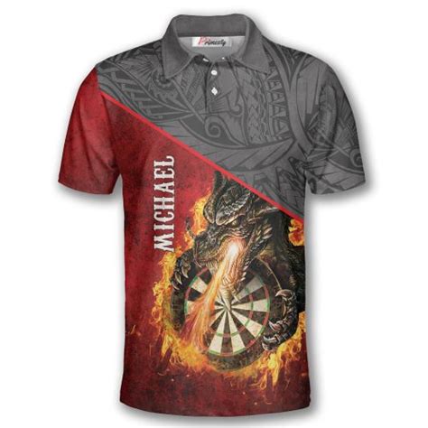 Tribal Dragon Fire Custom Darts Shirts for Men - Primesty