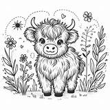 Premium Photo  Cute Highland Cow In The Meadow Kids Coloring Book Page sketch template