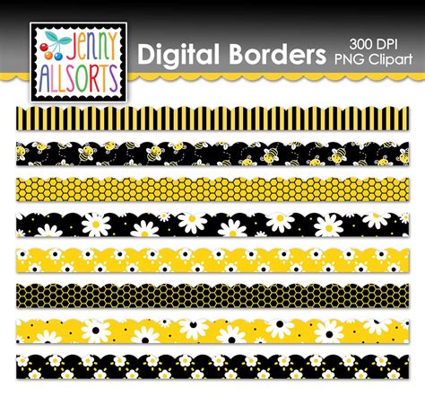 Honey Bee Borders Digital Clip Art Graphic Download, Clipart Digital Borders, Scrapbook Elements ...