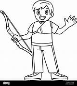 Archery Archer With A Bow Isolated Coloring Page Stock Vector Image  sketch template