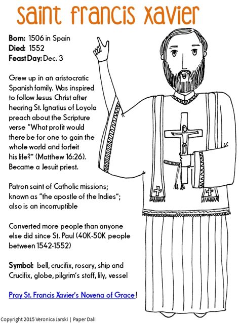 Paper Dali: Free Saint Francis Xavier Coloring Page