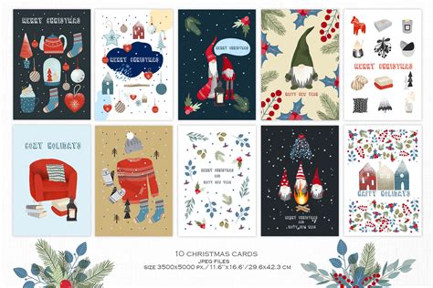 Scandinavian Christmas cards By HappyWatercolorShop | TheHungryJPEG