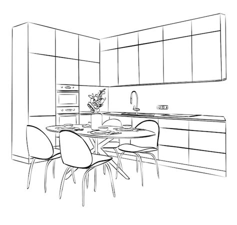 Premium Vector | Modern kitchen design in apartment interior kitchen table in the room home ...