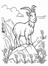 Coloring Goat Mountain Pages Template Drawing Printable Neo Drawings  sketch template