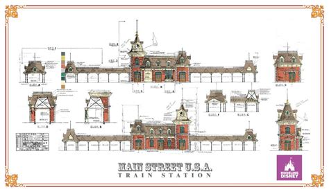 Disneyland Main Street Train Station Colored Blueprint | Etsy | Disneyland main street ...