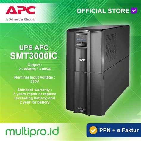 Jual UPS APC SMT3000IC Smart-UPS 3000VA LCD 230V with SmartConnect di Seller MULTIPRO.ID ...