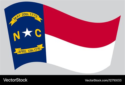 Flag of North Carolina waving on gray background Vector Image