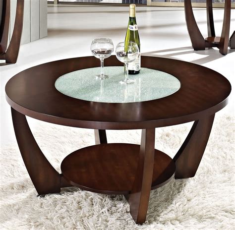 Rafael Merlot Cherry Cracked Glass Cocktail Table | Cherry wood coffee table, Round coffee table ...