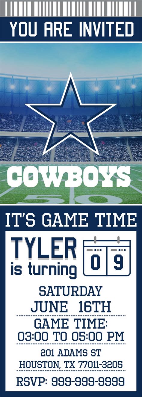 Dallas Cowboys Invitation Cowboys Birthday Invitations | Etsy