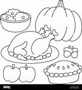 Thanksgiving Feast Coloring Page For Kids Stock Vector Image & Art  Alamy sketch template