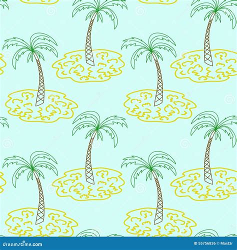 Palm Tree Island Pattern Hand Draw Sketch Stock Vector - Image: 55756836