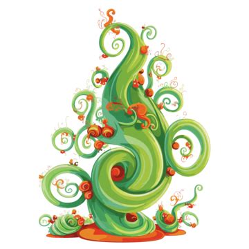 Whoville Christmas Tree, Sticker Clipart Green Christmas Tree Cartoon Vector Drawing Ornament ...