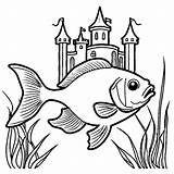 Goldfish With Castle And Seaweed coloring Page Lulu Pages sketch template