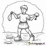 Rope sling Shot Five Stones Simple Line Drawing No Shading — AI  sketch template