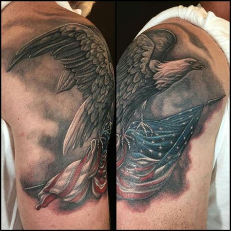 Eagle and American Flag Tattoo by Tim Kern Tattoos/ Tribulation Tattoo ...