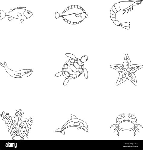 Sea animals icons set, outline style Stock Vector Image & Art - Alamy