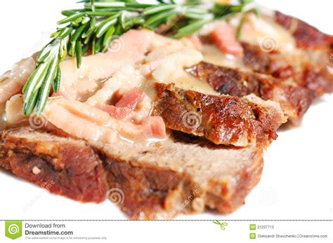 Roast Veal with Garlic Sauce and Rosemary Stock Image - Image of cooked ...