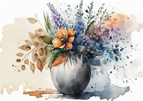 Garden Dreams Watercolor Flowers in a Whimsical World 20641665 Vector ...