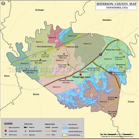 Jefferson TN County Map, TN | Map of Jefferson County Tennessee