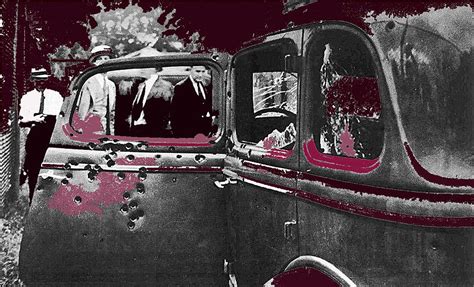 Bonnie and Clyde death car south of Gibsland toward Sailes Louisiana May 23 1933-2013 Photograph ...