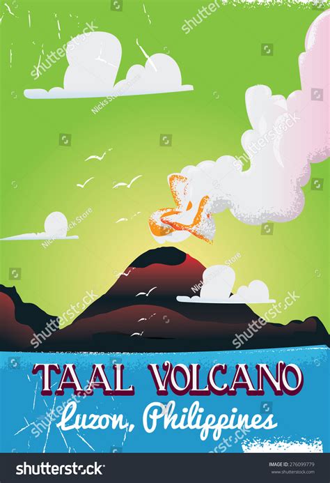 Taal Volcano Philippines Travel Poster Stock Illustration 276099779 ...