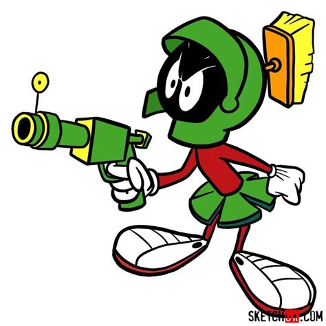 How to draw Marvin the Martian - Step by step drawing tutorials | Marvin the martian, The ...