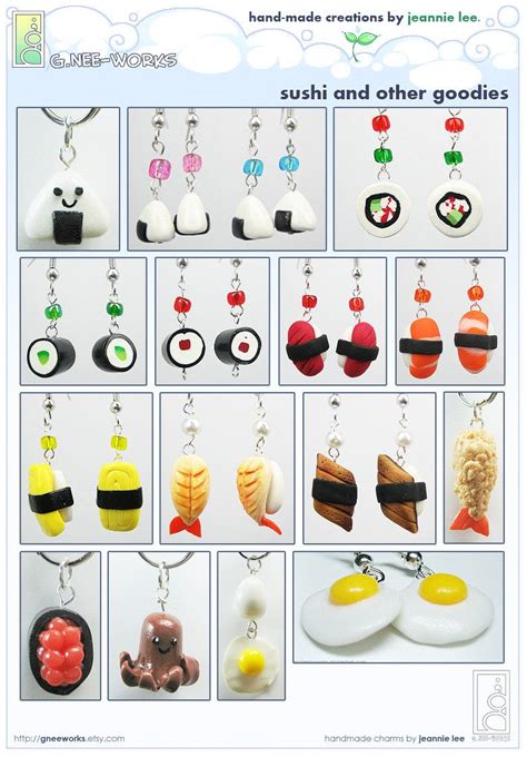 Sushi Charms Collage 1 by junosama.deviantart.com on @DeviantArt | Polymer clay charms, Handmade ...