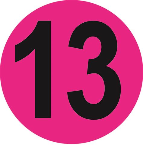 Number 13 Labels | Bright Circles | Bold Text | Choose Size