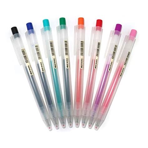 muji pen retractable gel ink bollpoint pens, smooth writing taste - 0.5mm, 8-colers pack ...