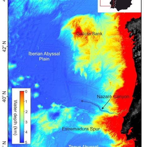 2: Location map of the Nazaré Canyon and the locations of canyon cores ...