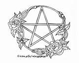 Digital Download Pentacle Coloring Page Wiccan  sketch template