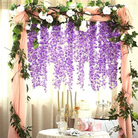 42" Lavender Artificial Silk Hanging Wisteria Flower Garland Vines | Flowering vines, Flower ...