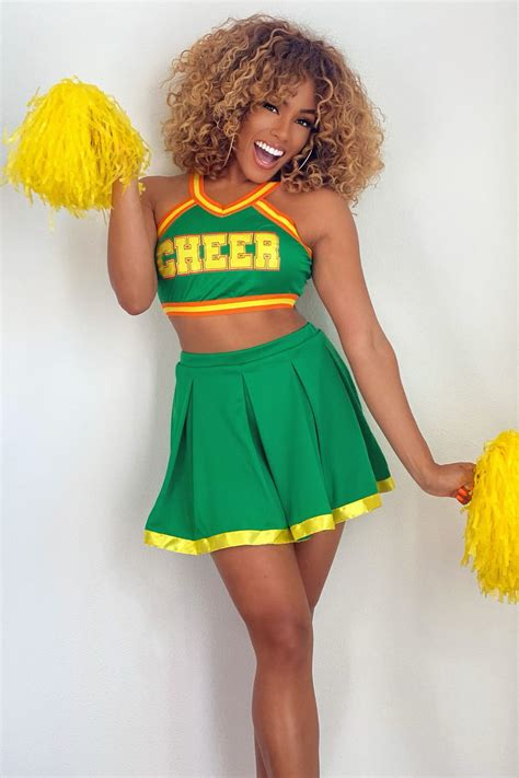 Clover High Cheerleader 4 Piece Costume Set - Green/combo | Fashion ...