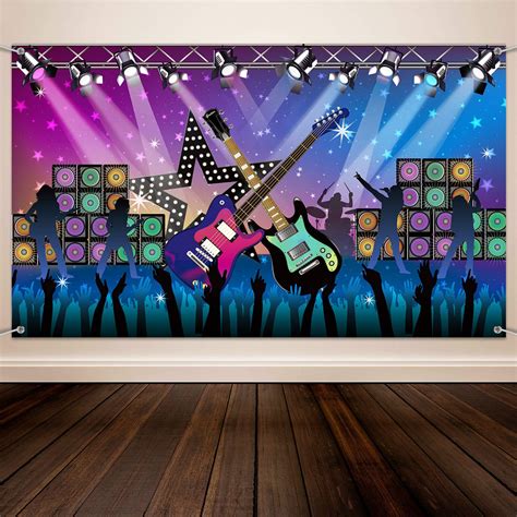 Buy Karaoke Party Decorations Supplies, Large Fabric Rock Star Vacation Party Backdrop Banner ...