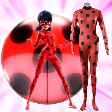 The Miraculous Ladybug Cosplay Costume Halloween Girls Ladybug Marinette Women Lady Bug Spandex ...