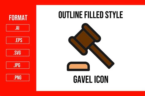 Gavel Outline Filled Icon Graphic by mhd.usman00 · Creative Fabrica