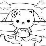 Summer Hello Kitty Beach Scene Coloring Page 39023 30860 sketch template