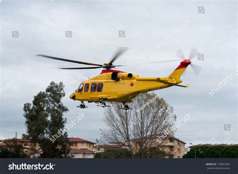 Medical Evacuation Helicopter Taking Off From Urban Zone. Stock Photo ...