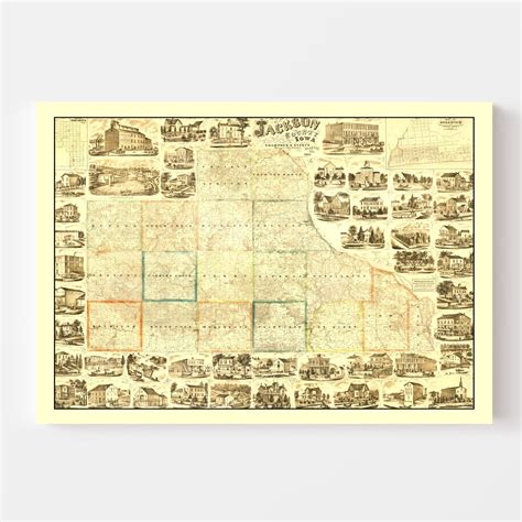 Vintage Map of Jackson County, Iowa 1867 by Ted's Vintage Art