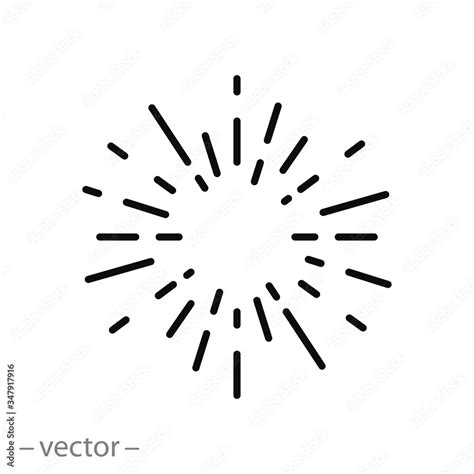 sun rays icon vector, concept with sunburst, thin line symbol on white background Stock Vector ...