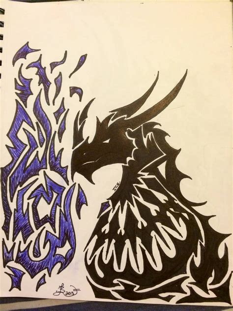 Tribal Ice Dragon Tattoo Design by ArtisticDemonZ on DeviantArt