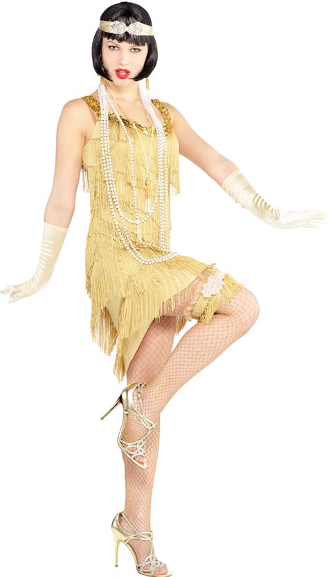 1920s Gold Flapper Dress Ladies Fancy Dress Gatsby 20s Charleston Womens Costume