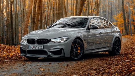 Download wallpaper 1920x1080 bmw m3, bmw, car, gray, side view, forest, autumn full hd, hdtv ...