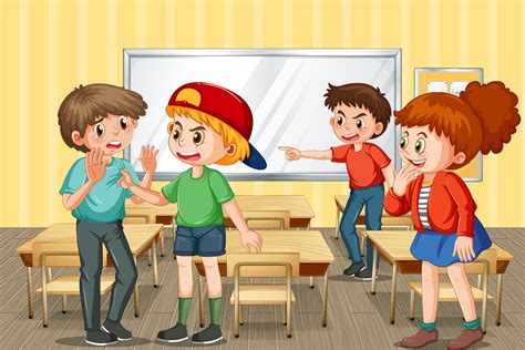 acoso escolar con personajes de dibujos animados de estudiantes ...